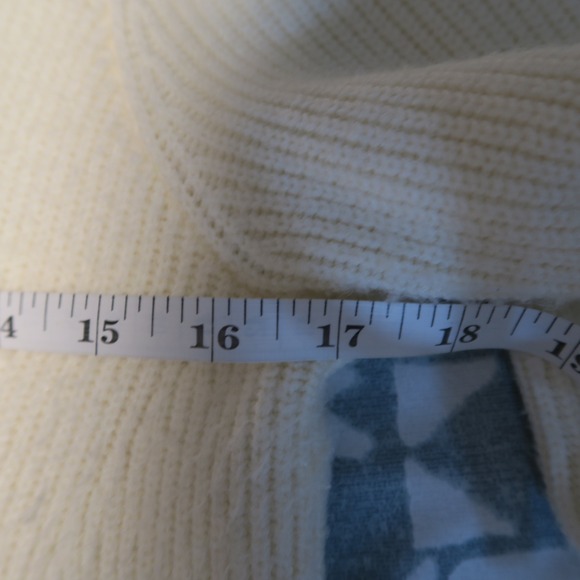 Anthropologie Freeport Sweater Ribbed Cream V-neck Front Tie Stretch - Picture 11 of 11